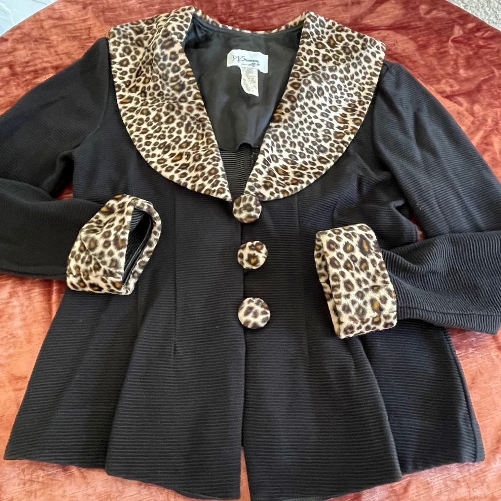 Vintage DJ Summers Black Leopard Blazer Jacket 4 P